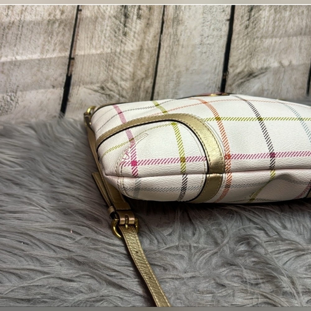 Coach Peyton Tattersal Plaid Rainbow GoldAccent Plaid Messenger Crossbody Bag - Picture 5 of 9